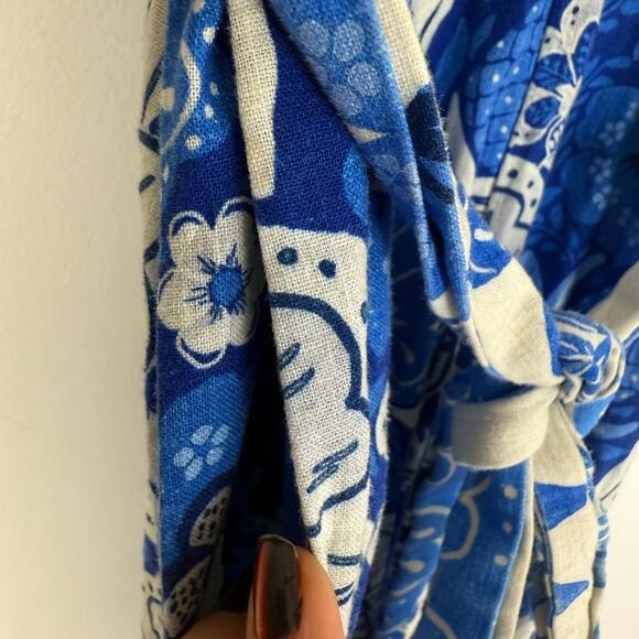 FARM Rio Womens Full of Flowers Linen Blend Half Sleeve Blue/White Jumpsuit XS - Picture 10 of 14